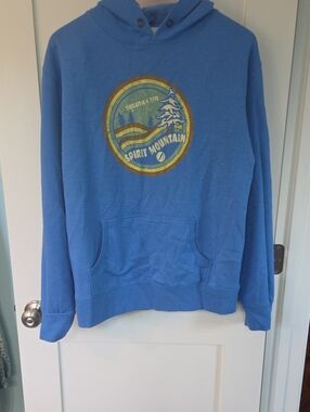 Blue Spirit Mountain Zip-Up Graphic Sweatshirt